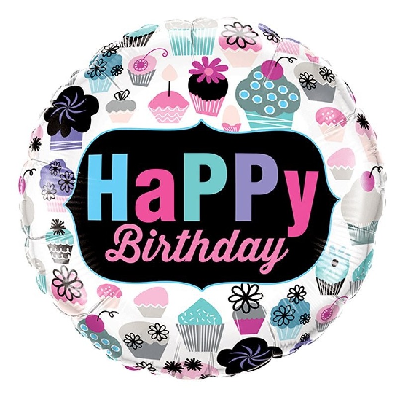 Fol. balionas "Happy birthday"/keksiukai
