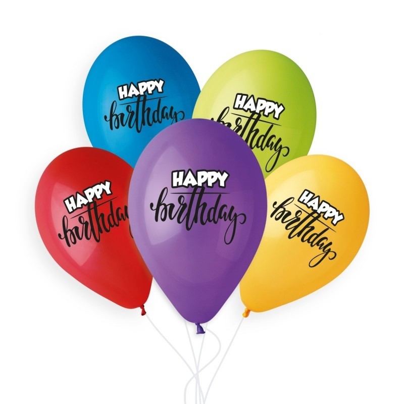 Guminiai balionai "Happy birthday" (50 vnt./33 cm.) - 1