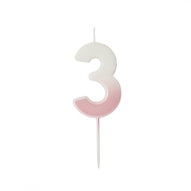 Žvakutė "Ombre 3"/rožinė (1 vnt./6 cm) - 1