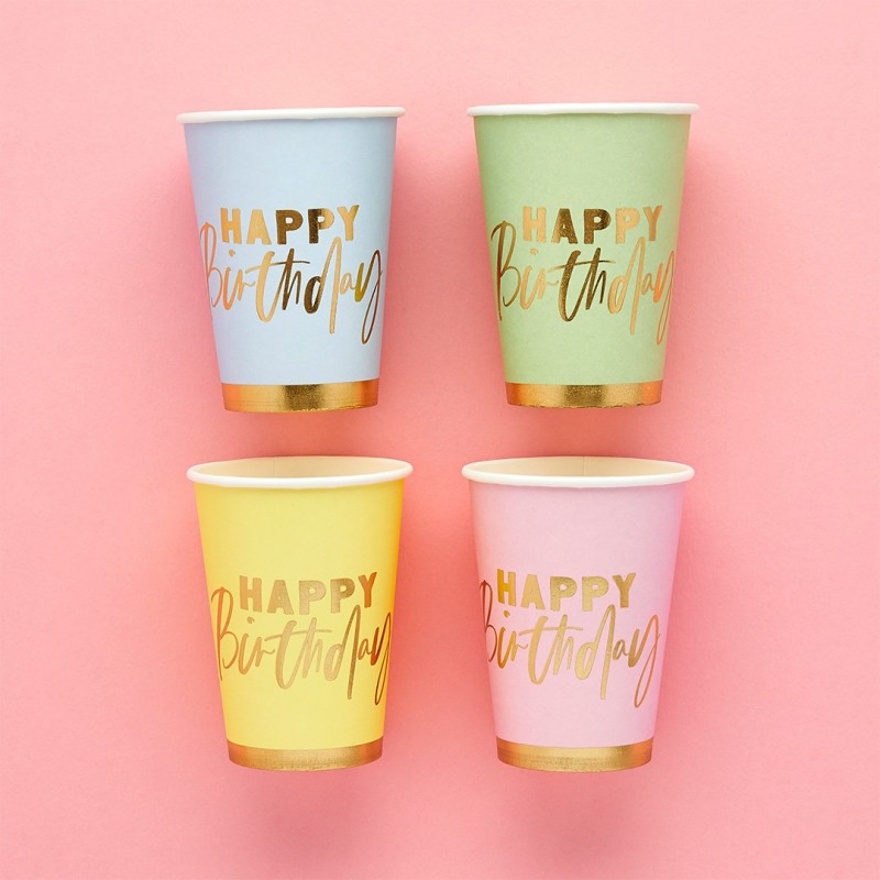 Puodeliai "Happy Birthday"/MIX (8 vnt./250 ml.) - 1